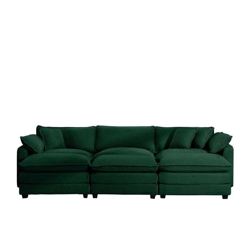 Modern Oversized Modular Cushion Sofa With Ottoman, Low Back, Deep Seating Sofa Set by Unique Piece Furniture