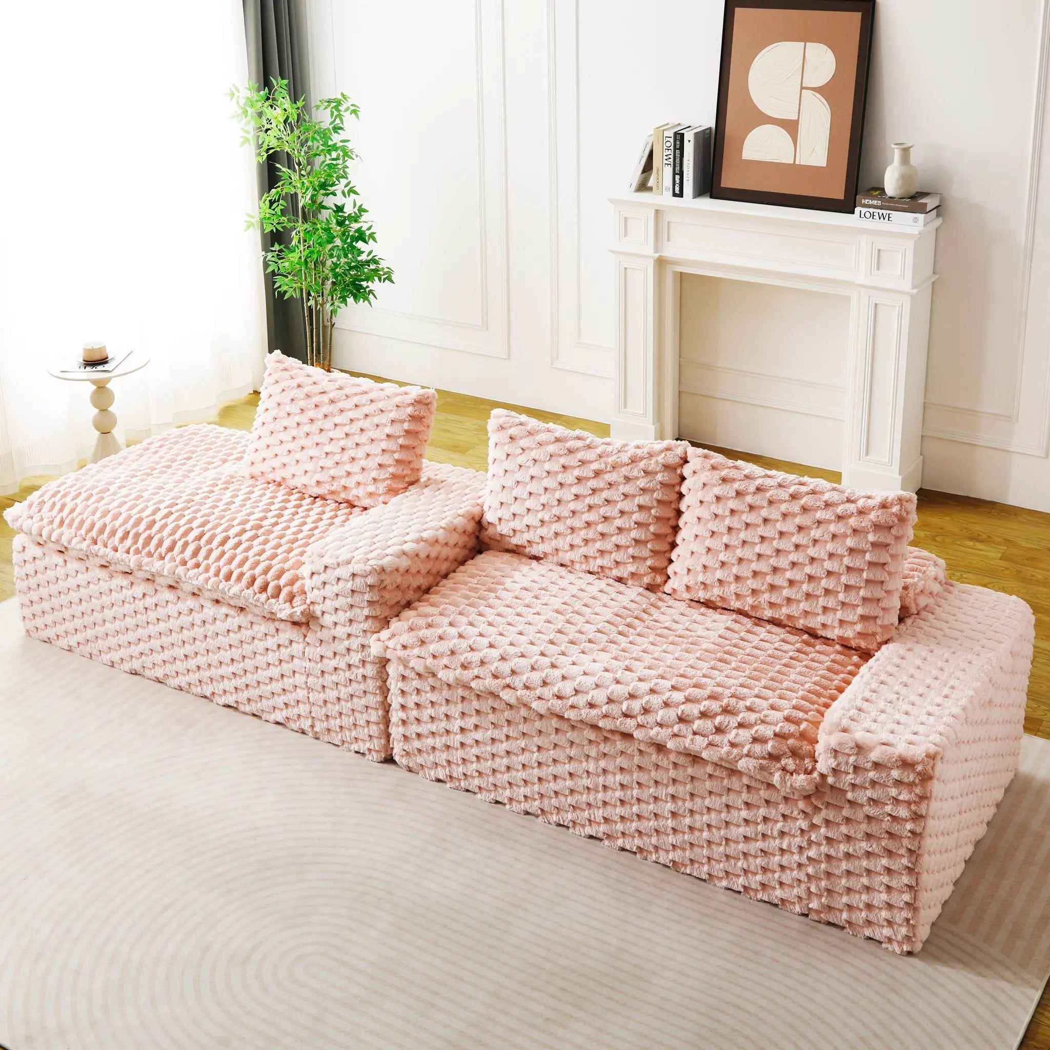 Modular Sofa, Convertible Twin Seat With Chaise Lounge by Unique Piece Furniture
