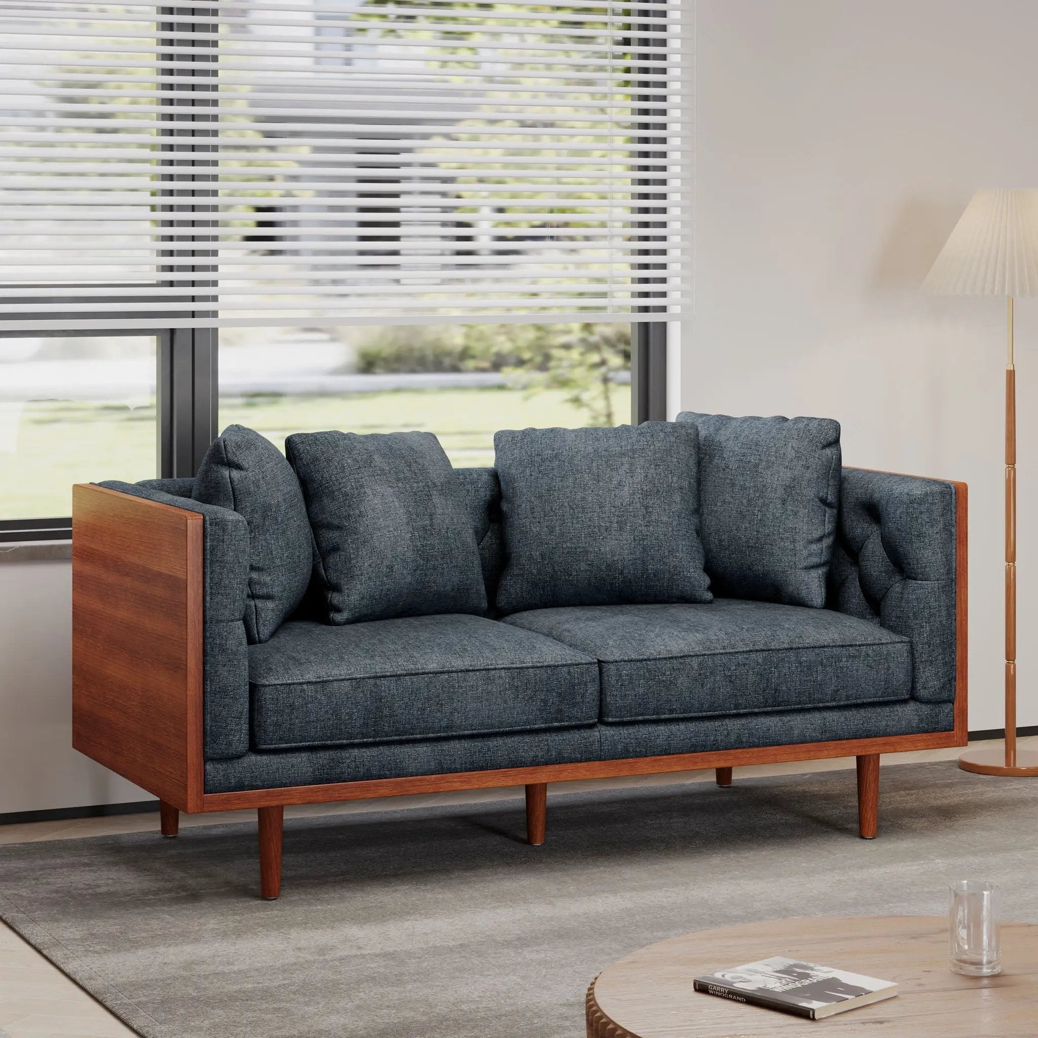 Retro Modern Loveseat With Button Tufted Upholstery by HouseOfZazla