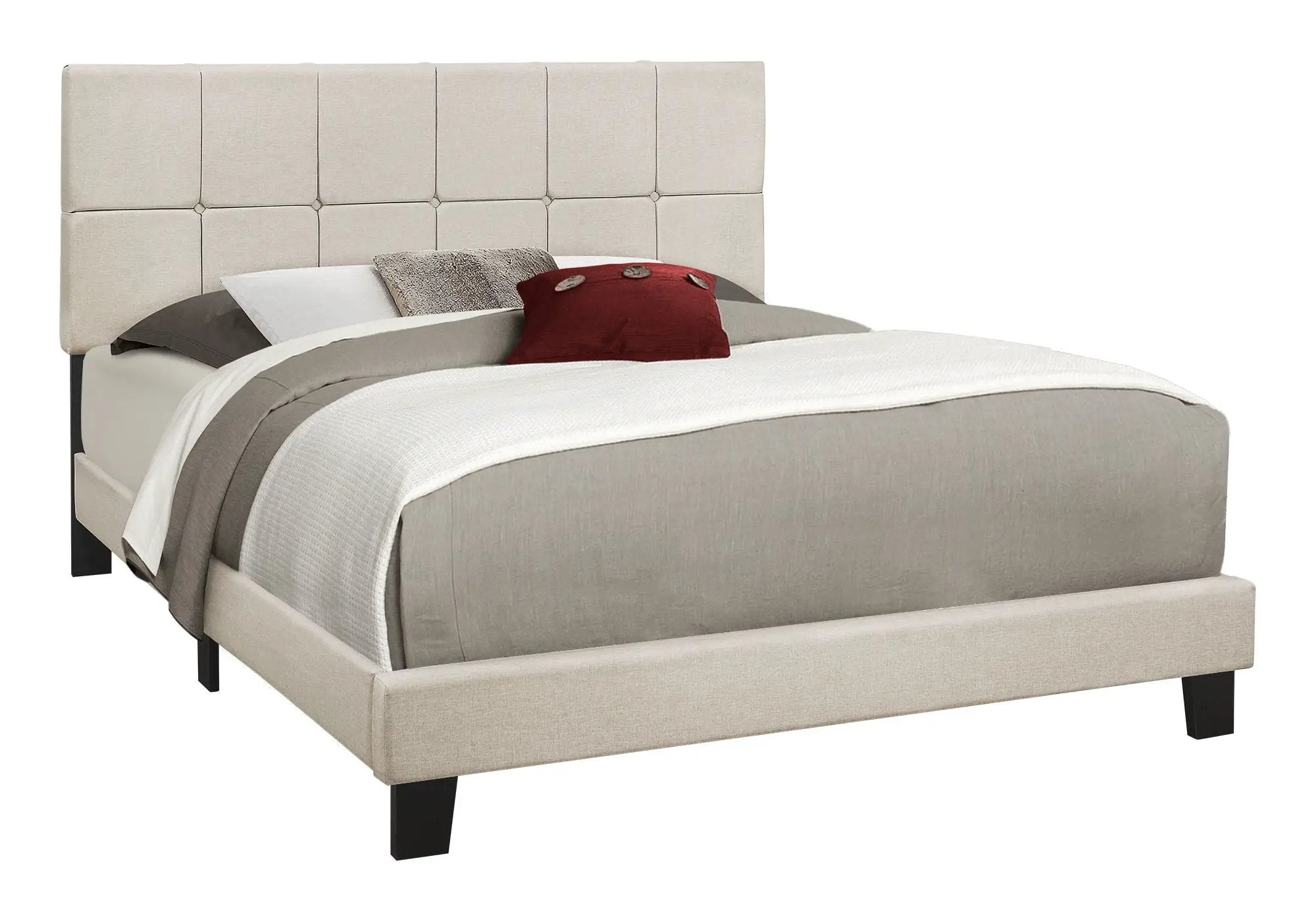 Queen Size Bed, Upholstered, Transitional - Beige by Unique Piece Furniture