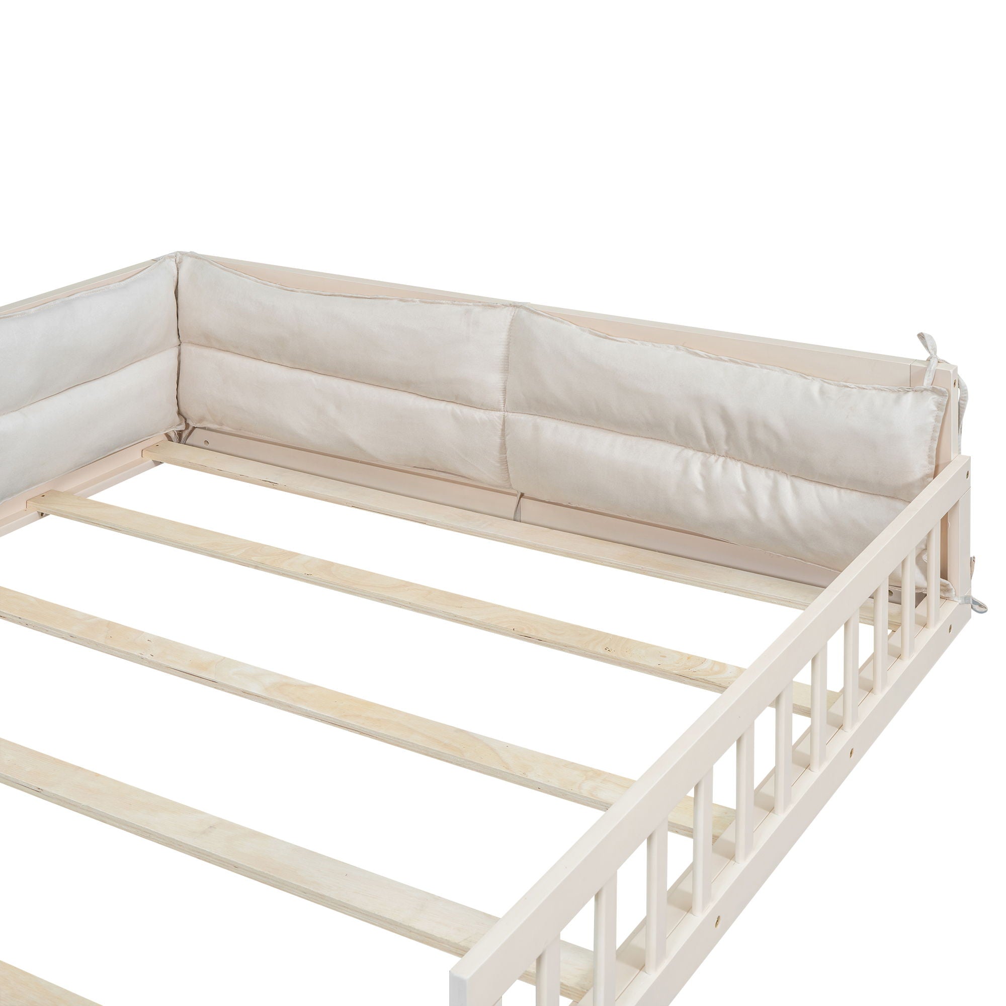 Upholstered Platform Bed With Guardrail And Pillow by HouseOfZazla