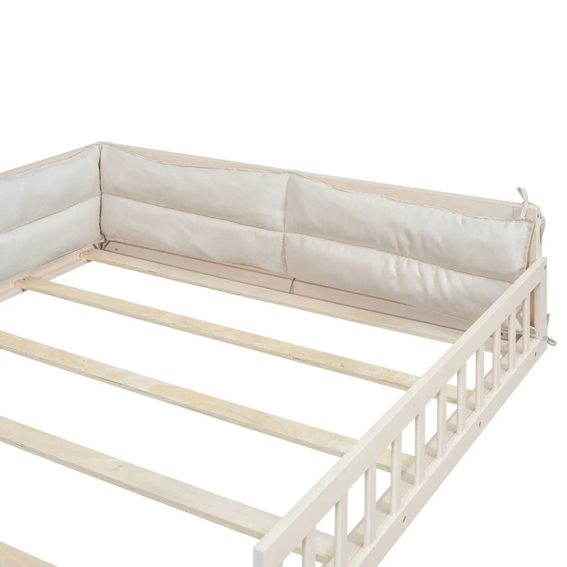 Upholstered Platform Bed With Guardrail And Pillow by HouseOfZazla