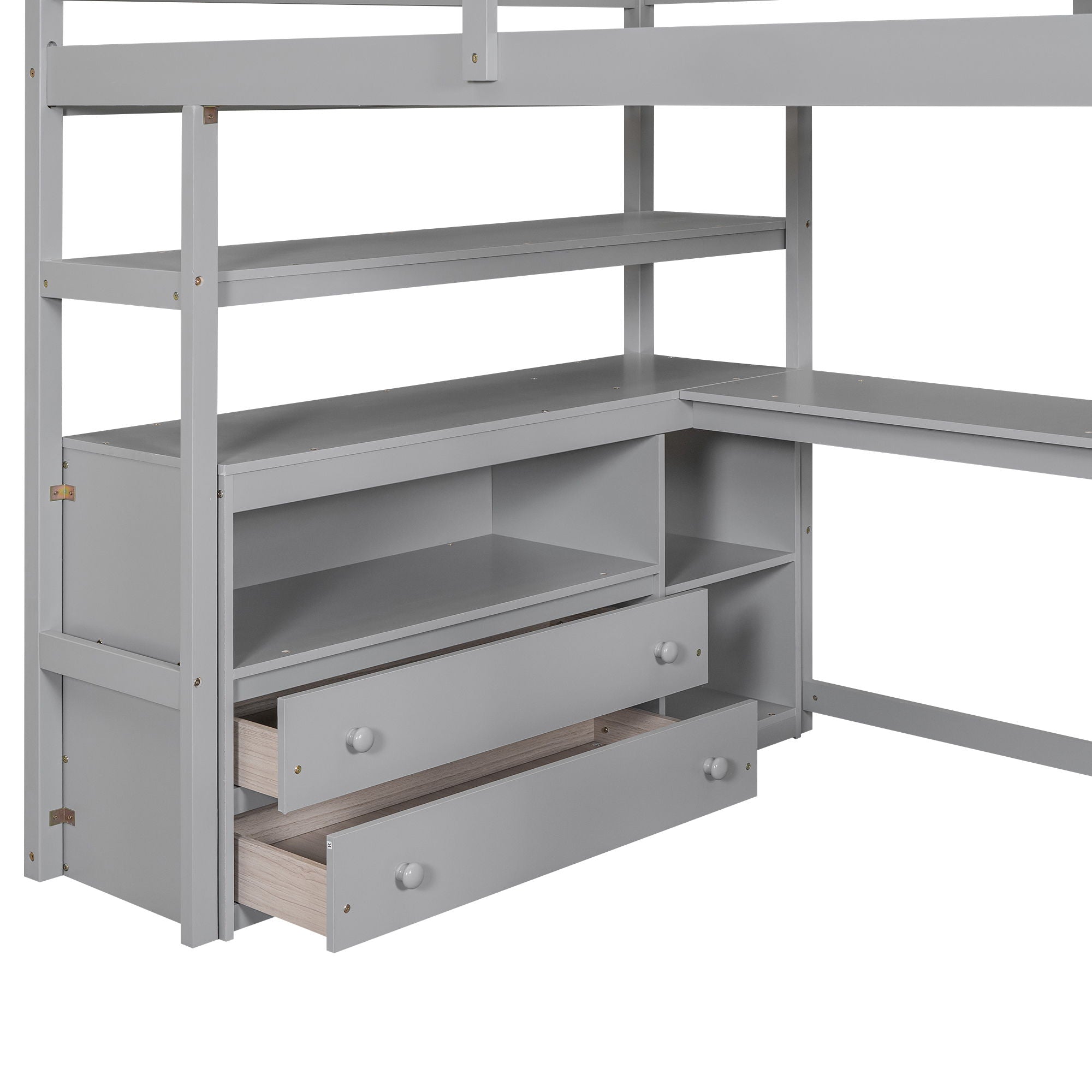 Loft Bed With Desk, Shelves, 2 Drawers, Storage Staircase by HouseOfZazla