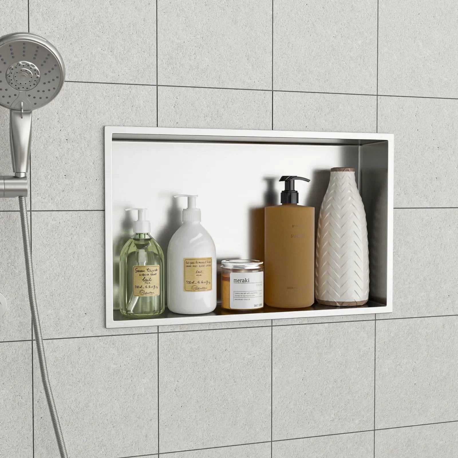 Stainless Steel Shower Niche With Seamless Design For Bathroom Storage by HouseOfZazla