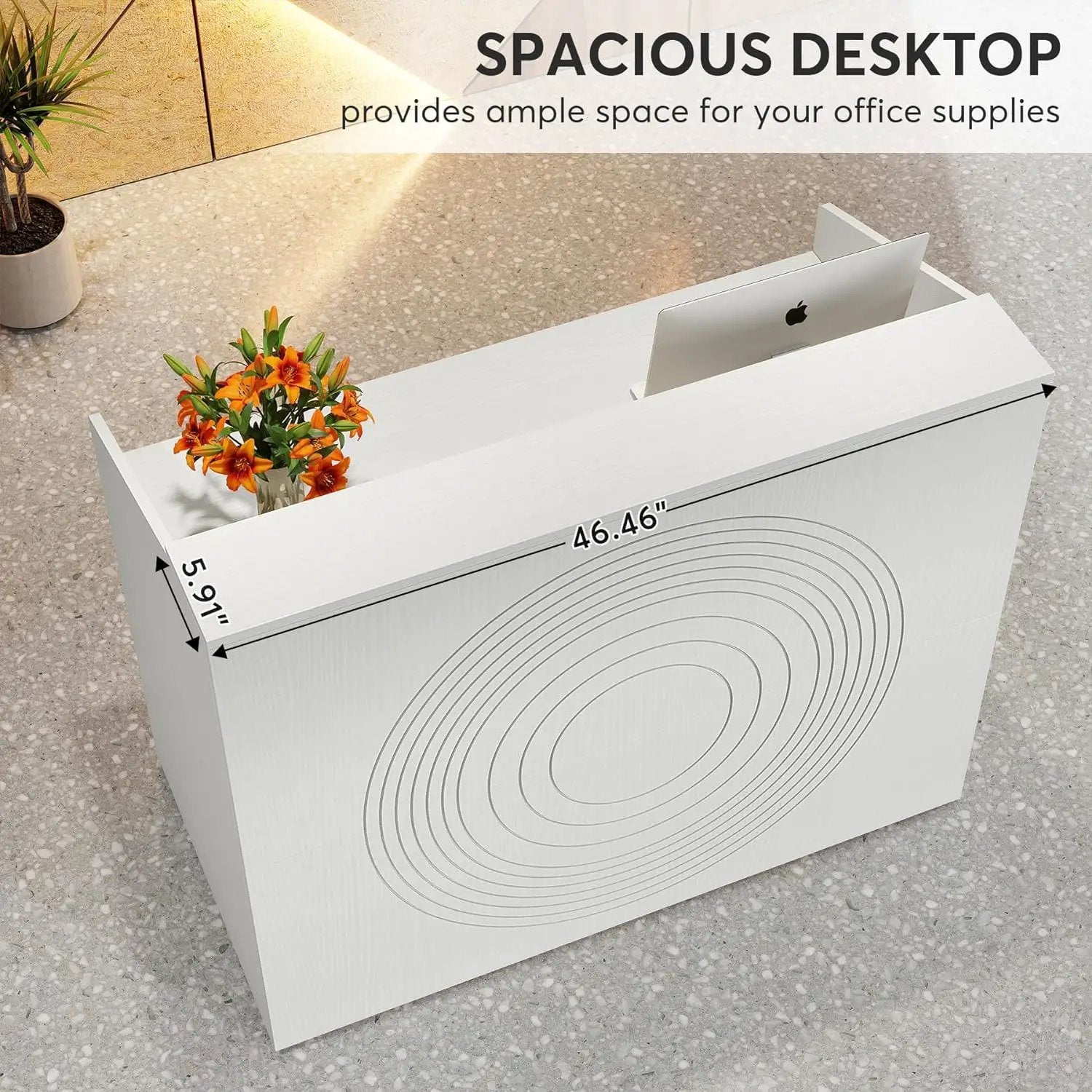 Modern Reception Desk, Front Desk Table With Cable Grommet & Privacy Panels by HouseOfZazla