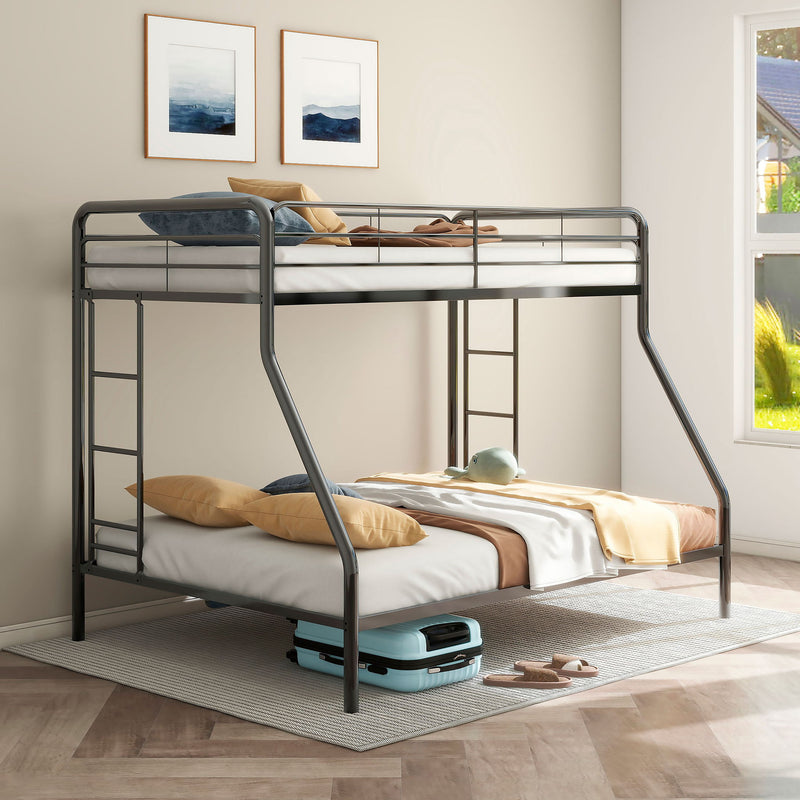 Carson Metal Twin Over Full Bunk Bed Glossy Black by Unique Piece Furniture