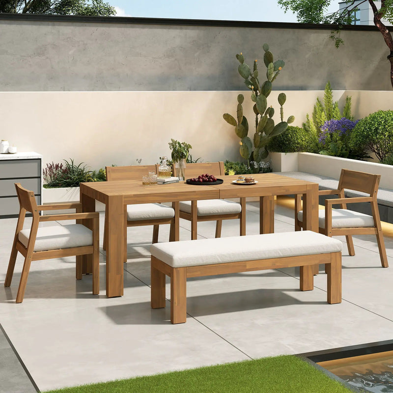 Outdoor Dining Set Rectangular Table With Umbrella Hole by Unique Piece Furniture