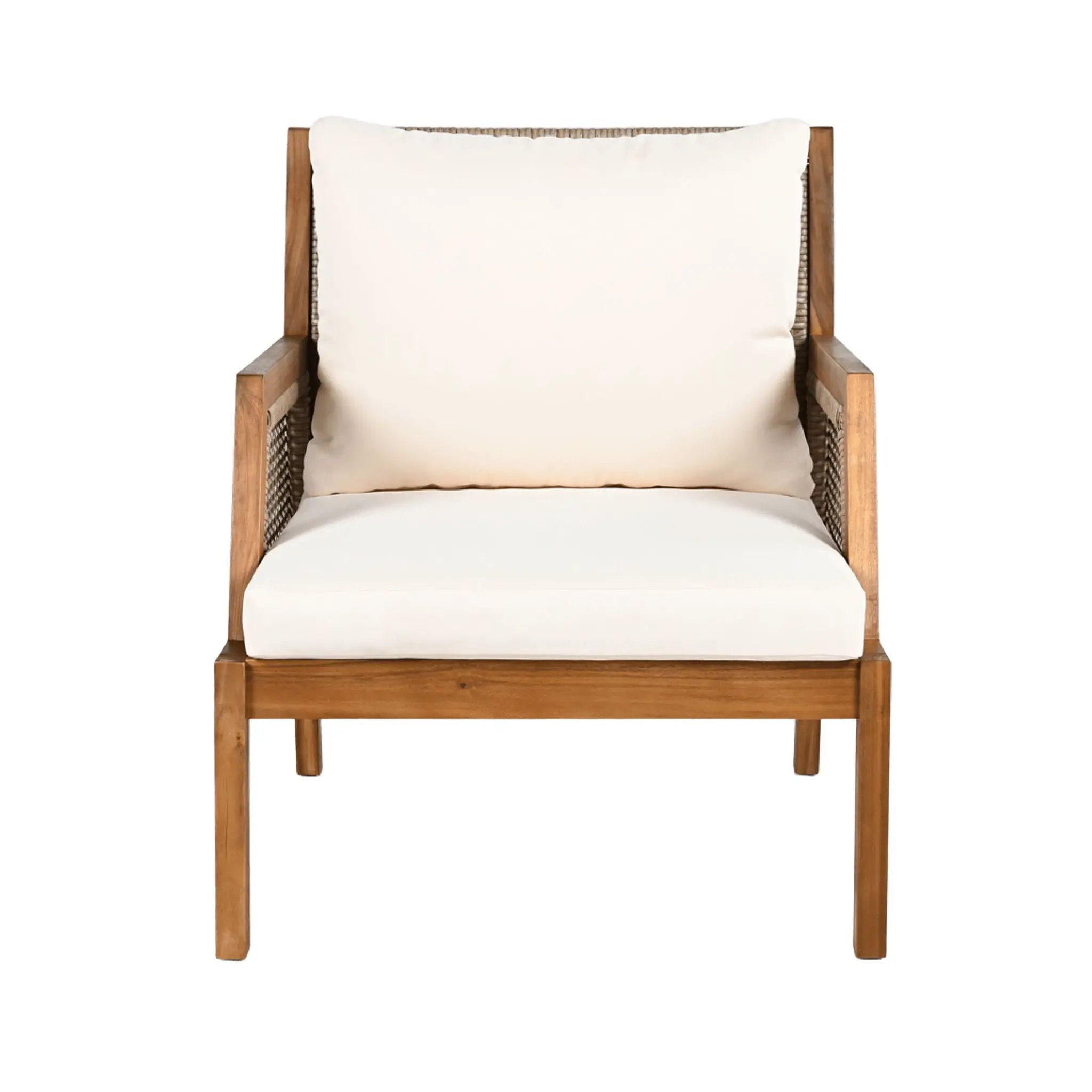 Acacia Wood Patio Furniture Club Chair, Outdoor Wicker Armchair by HouseOfZazla