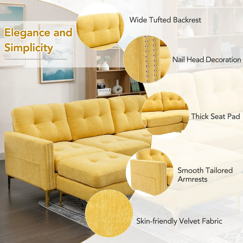 Modern L - Shape Convertible Sectional Sofa With Movable Ottoman by HouseOfZazla