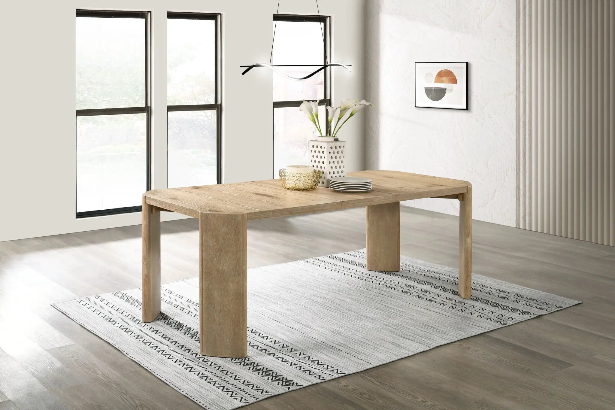 Magnus - Extendable Rectangular Dining Table - Oak Finish by HouseOfZazla