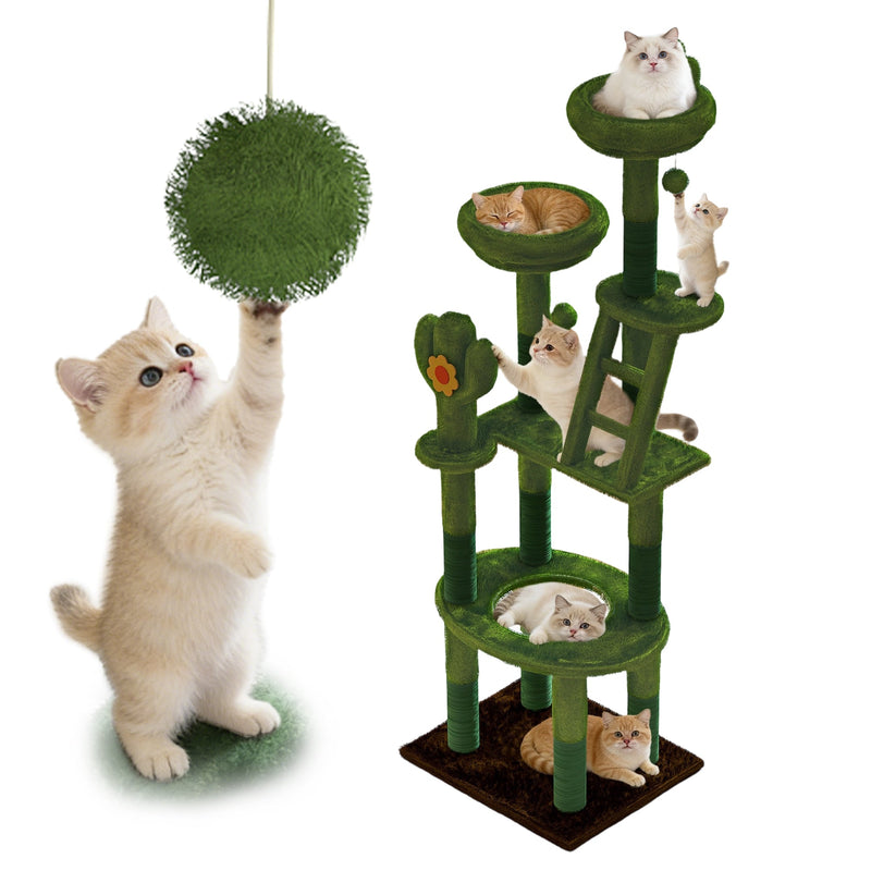 72in Cactus Cat Tree Tall Cat Tower for Indoor Cats by HouseOfZazla
