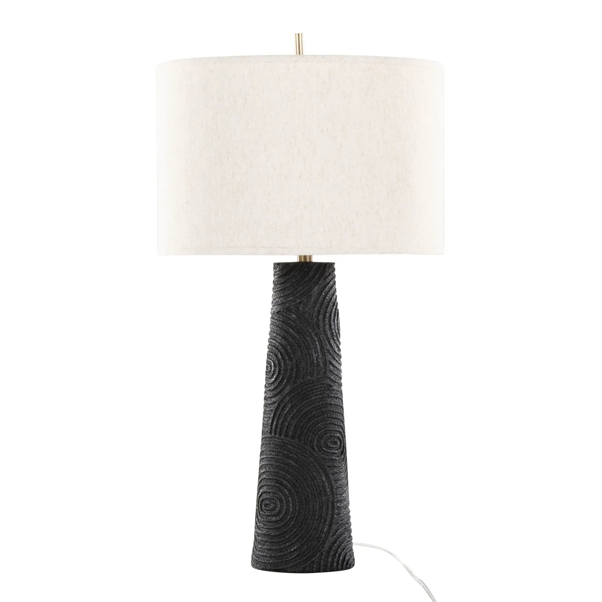 Kona - Contemporary Table Lamp (Set of 2) - Matte Black / Modern Brass / Natural by HouseOfZazla