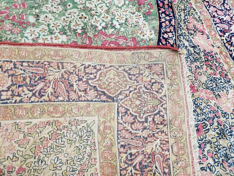 Antique Persian Kerman Lavar Rug 4.4 x 7.5, Highly Collectible Rare, 1880s Rug, Millefleurs, Cows, Wool Hand Knotted, Pictorial by Jewel Rugs
