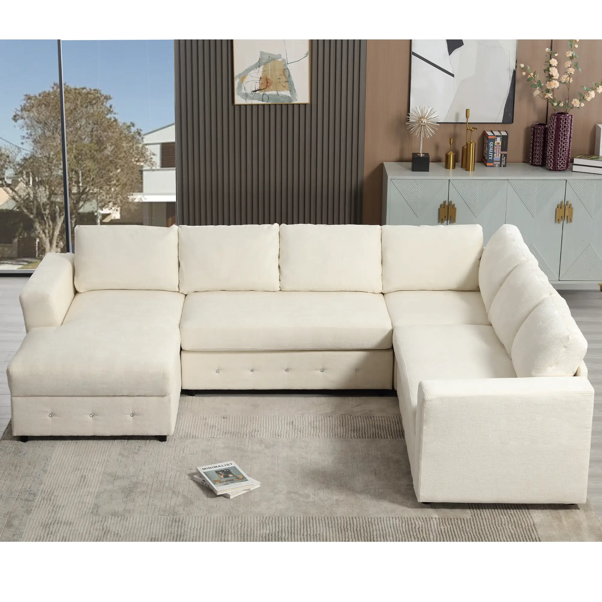 110.75" Sectional Sofa with Chaise Storage by HouseOfZazla