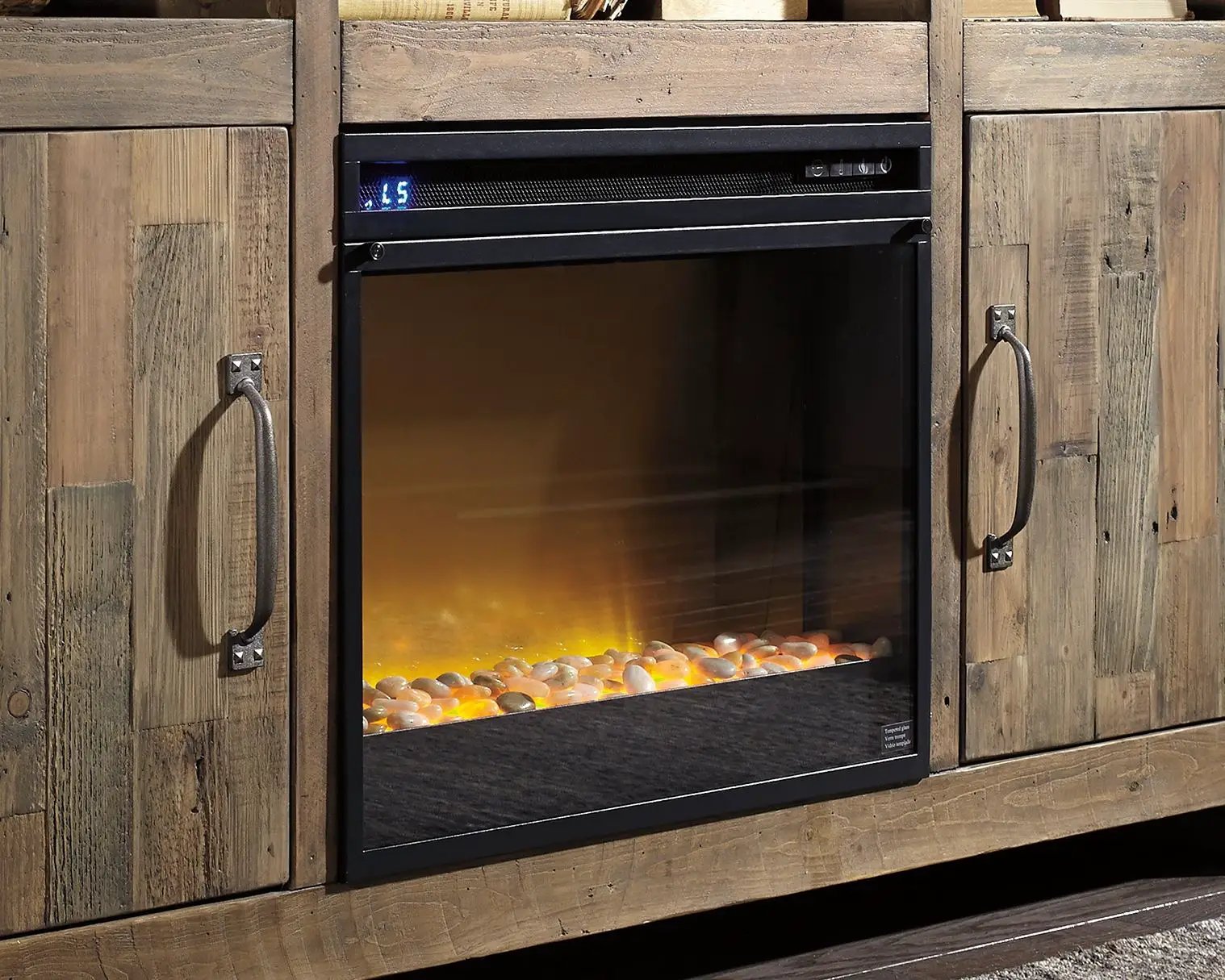 Entertainment Accessories - Fireplace Insert Glass/Stone - Black by Unique Piece Furniture
