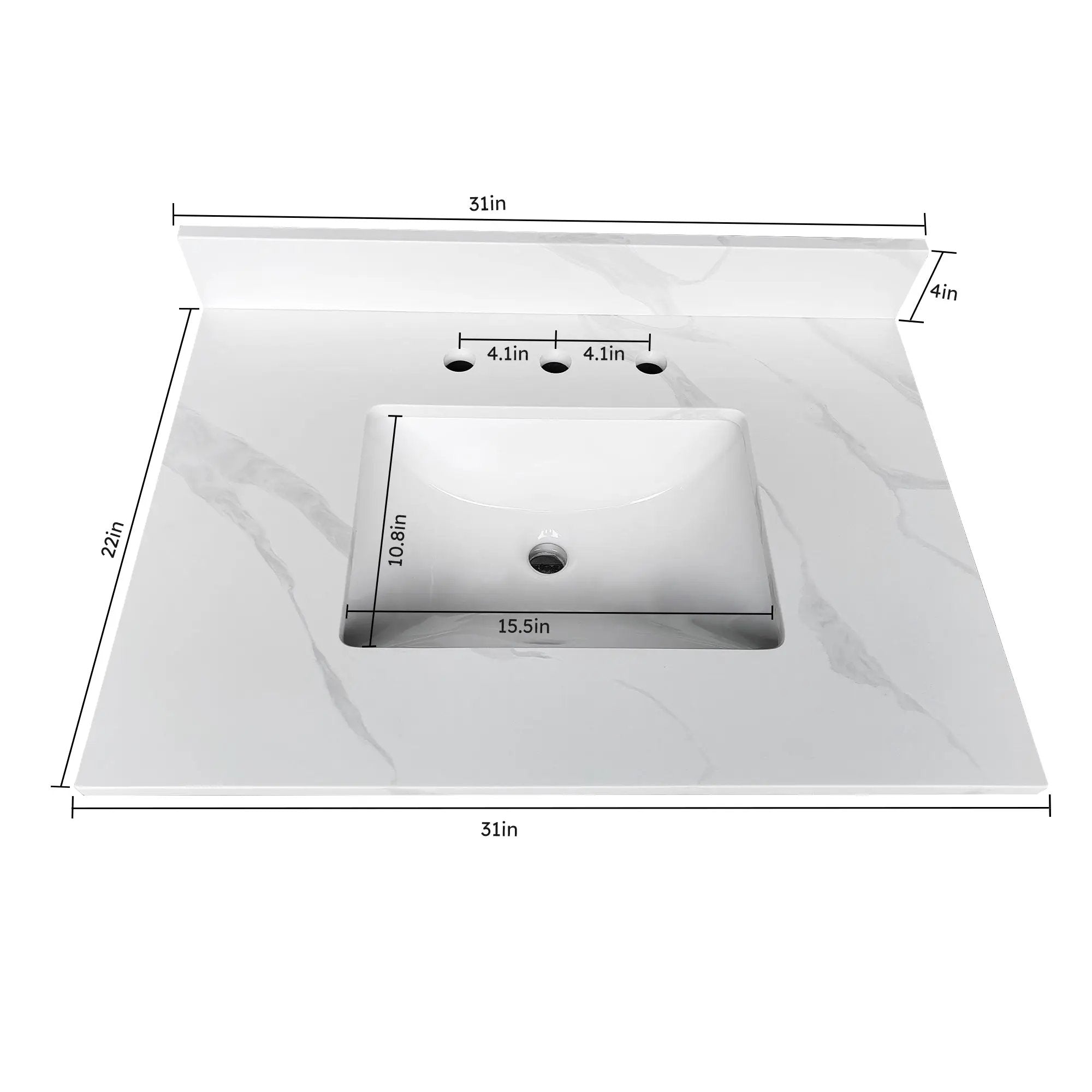 31-Inch Quartz Bathroom Vanity Top by HouseOfZazla