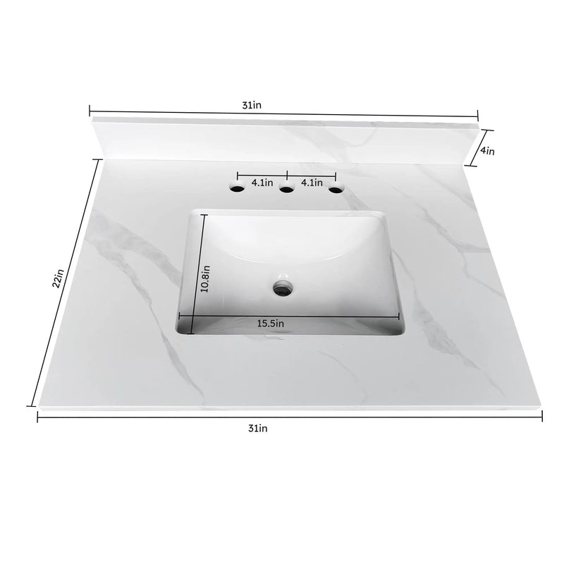 31-Inch Quartz Bathroom Vanity Top by HouseOfZazla