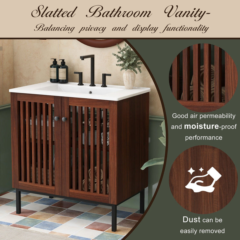 30" Vintage Bathroom Vanity With Ceramic Sink by HouseOfZazla