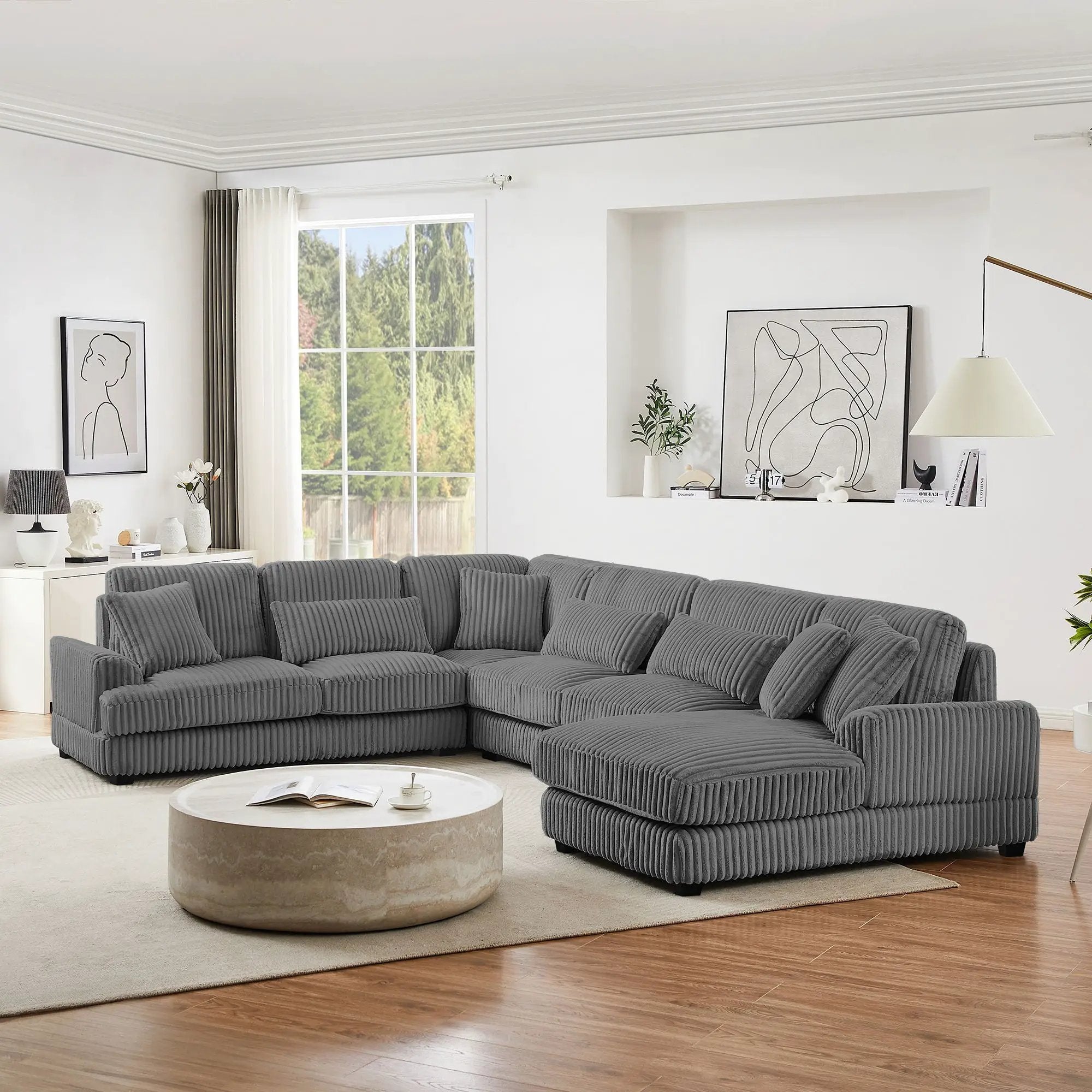 Oversized Sectional Sofa U - Shaped Sofa Couch Modern Sofa Upholstered In Soft With A Chaise Lounge For Living Room by HouseOfZazla