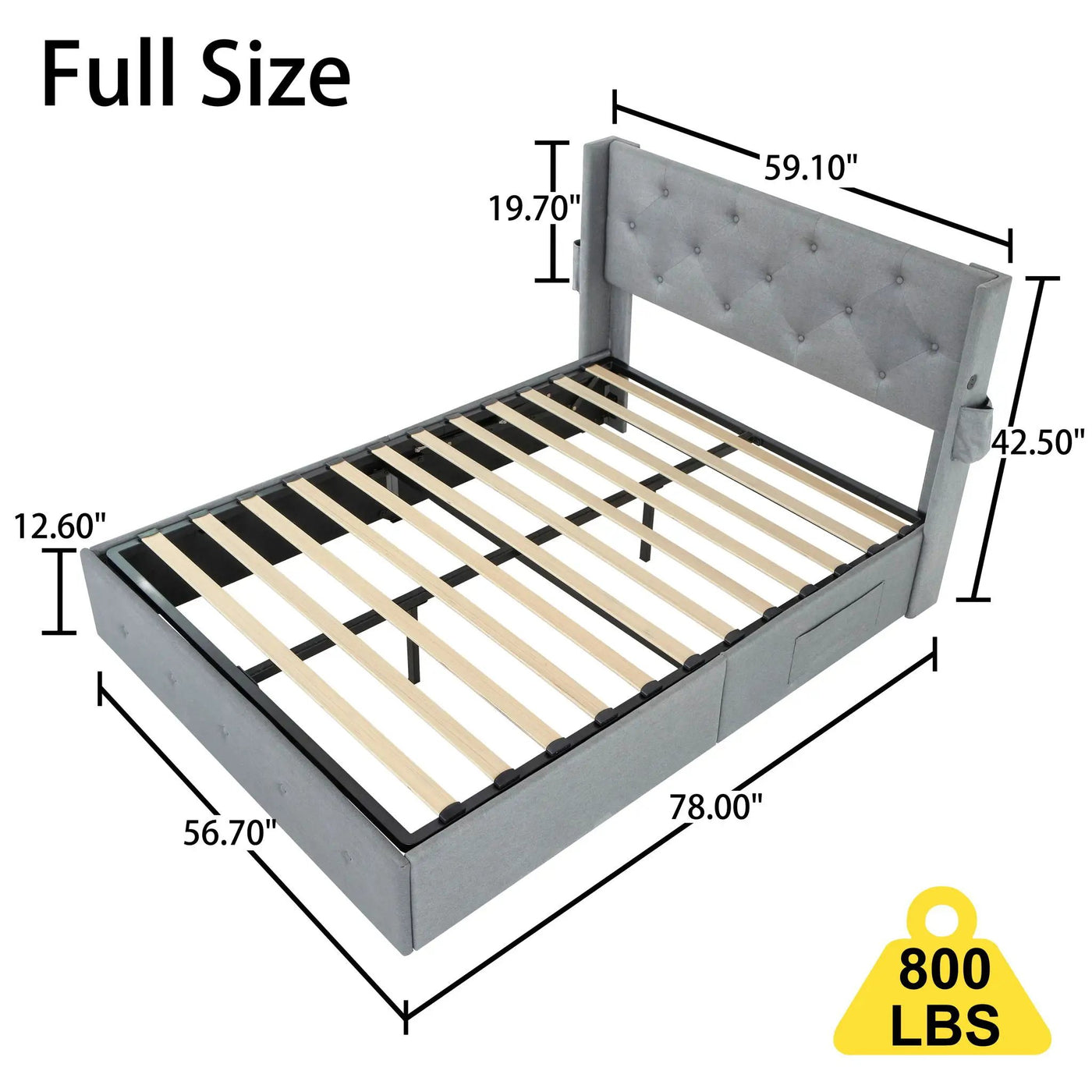 Bed With Gas Lift Storage, USB Ports by Unique Piece Furniture