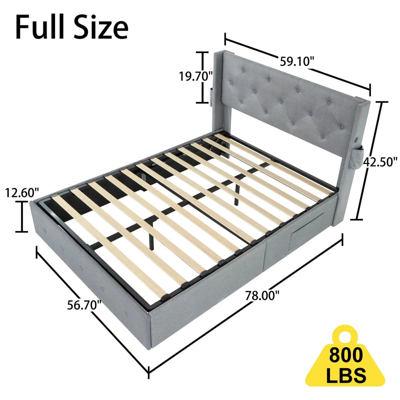 Bed With Gas Lift Storage, USB Ports by Unique Piece Furniture