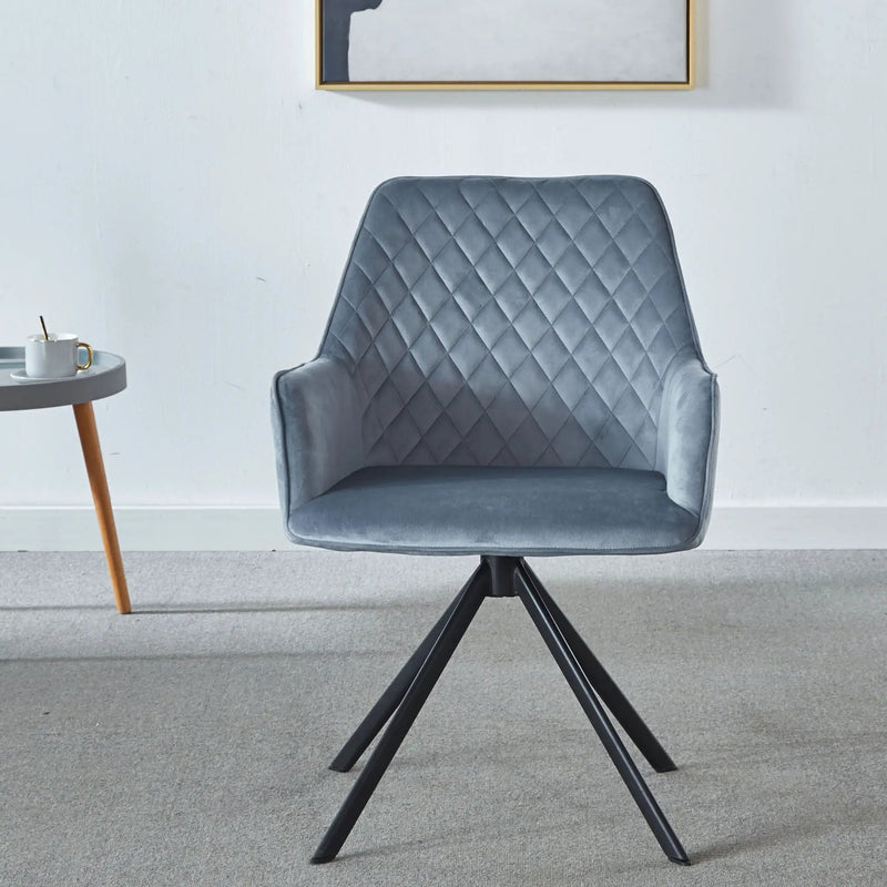 Modern Desk Chair No Wheel, Ergonomic Office Chair Home Office Upholstered Chair, Computer Chair For Bedroom, Reception Room, Living Room With Metal Legs - Blue by HouseOfZazla