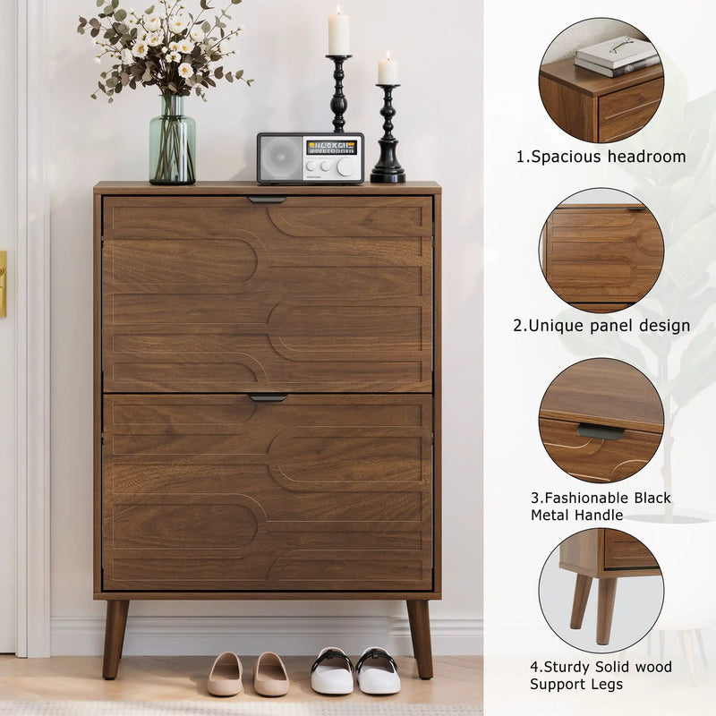Medieval - Independent Shoe Cabinet With 2 Flip Drawers by Unique Piece Furniture