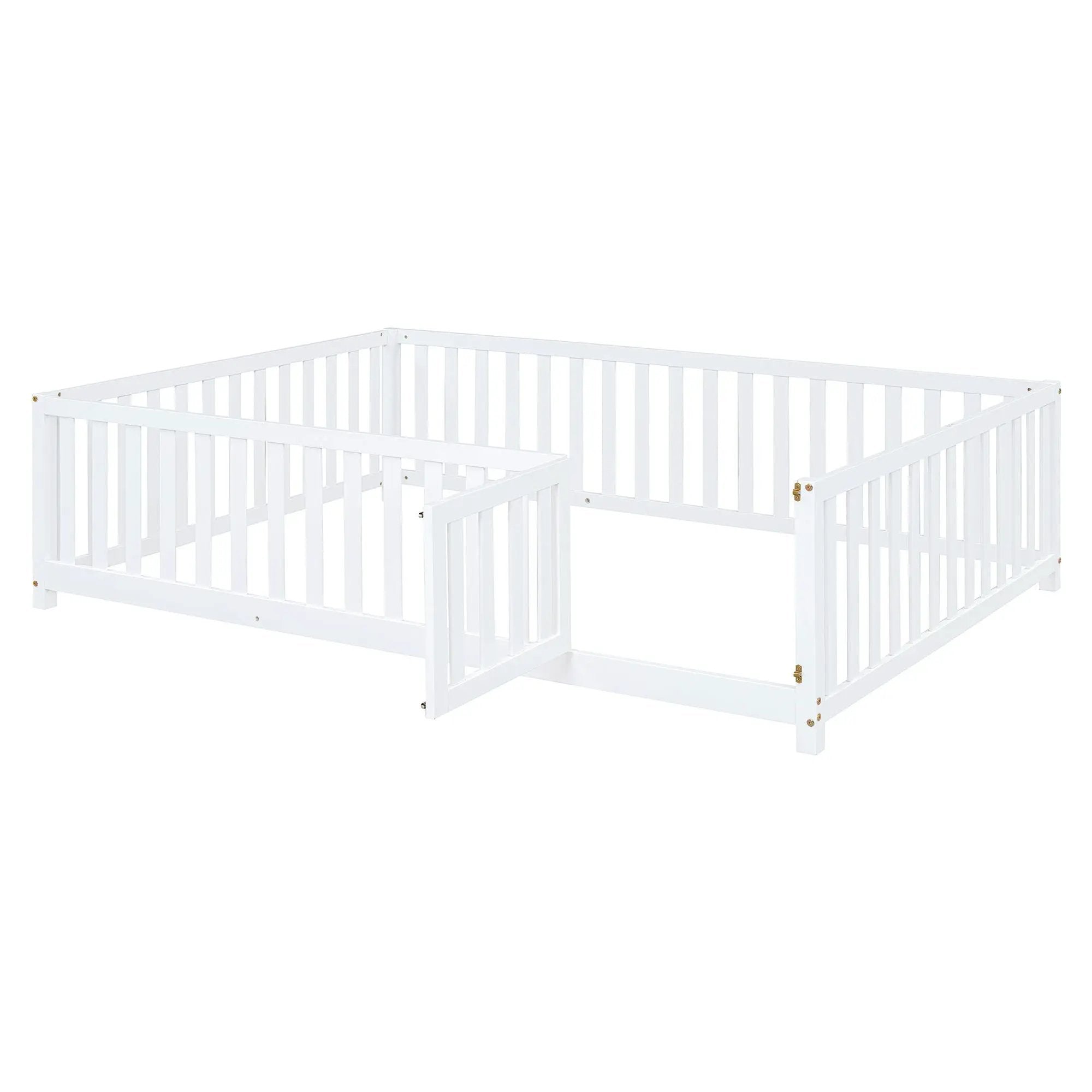 Daybed With Fence Guardrails And 2 Drawers, Split Into Independent Floor Bed & Daybed by HouseOfZazla
