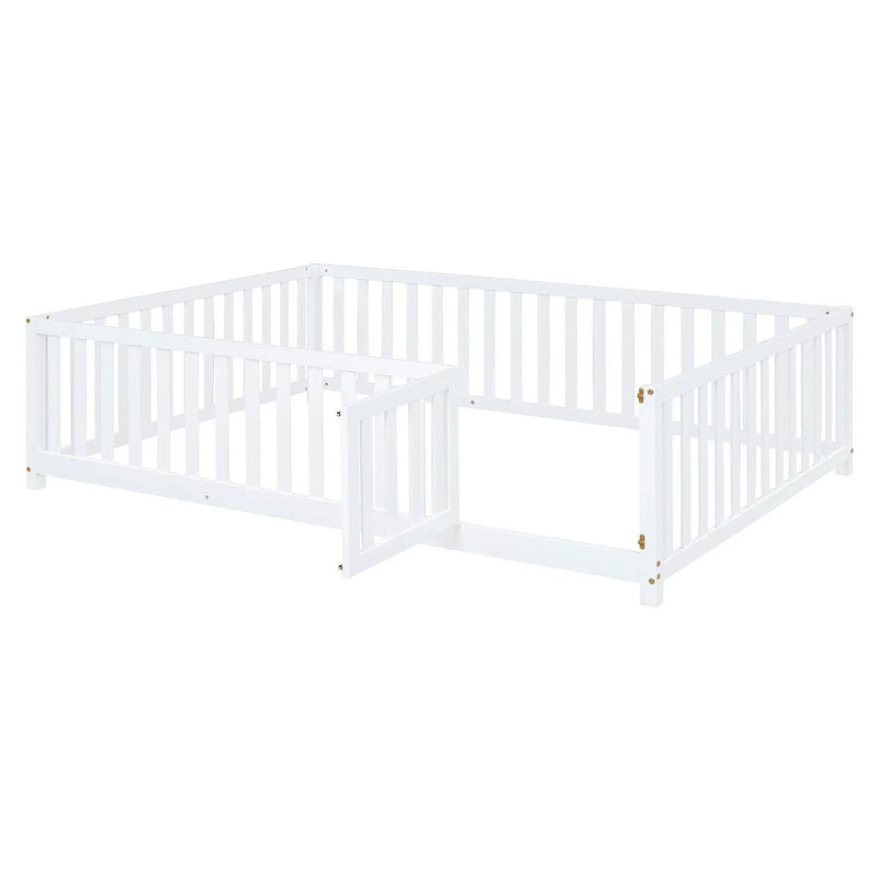 Daybed With Fence Guardrails And 2 Drawers, Split Into Independent Floor Bed & Daybed by HouseOfZazla