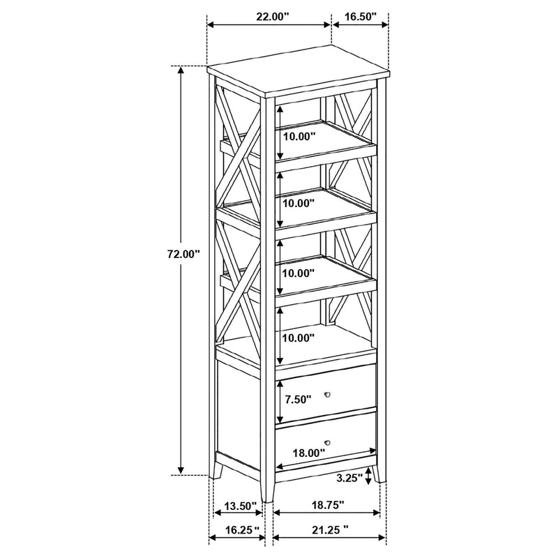 Delaney - 4 Shelf Bookcase With Top Storage Tower - White by HouseOfZazla