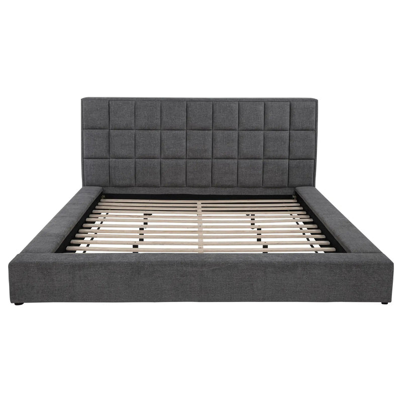 Dreux Upholstered Eastern King Panel Platform Bed Grey by Unique Piece Furniture