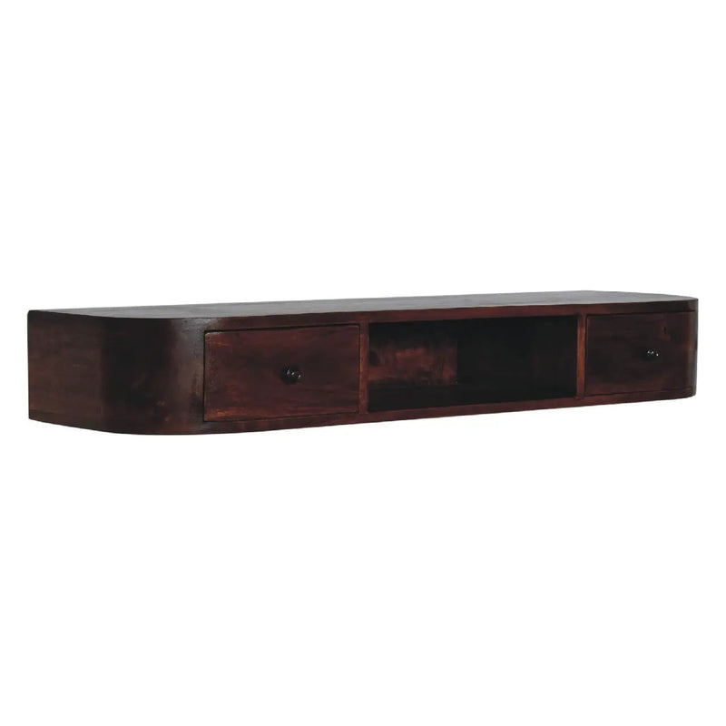 Solid Wood Lunar 2-Drawer Floating Console, 1 Open-slot by HouseOfZazla