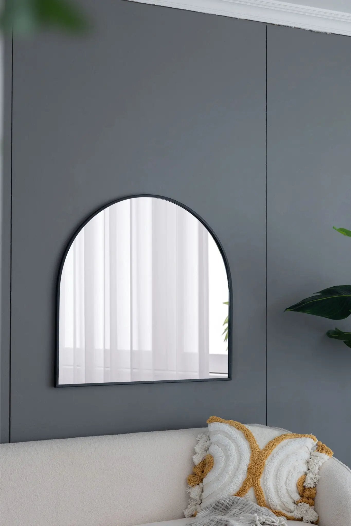 Arched Mirror With Metal Frame, Wall Mirror For Living Room Bedroom Entryway by Unique Piece Furniture