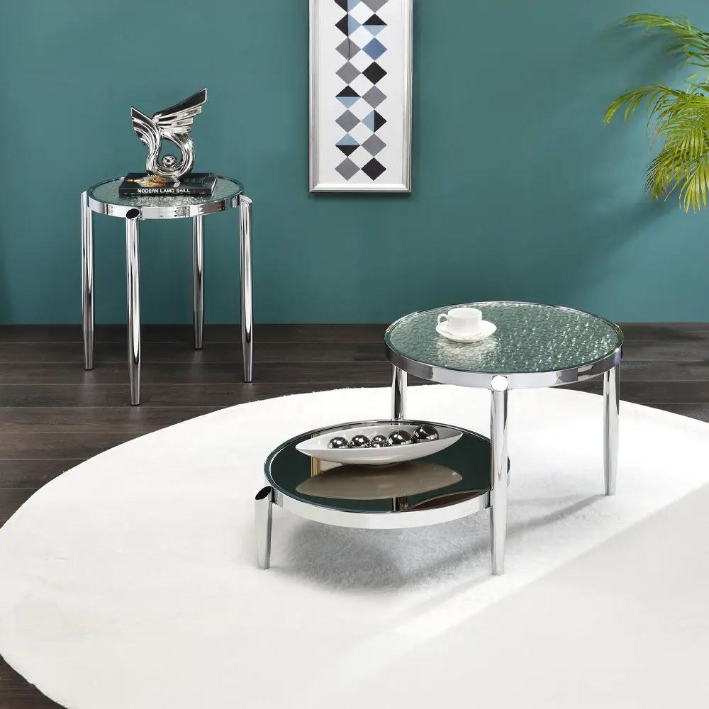 Abbe - End Table - Glass & Chrome by Unique Piece Furniture