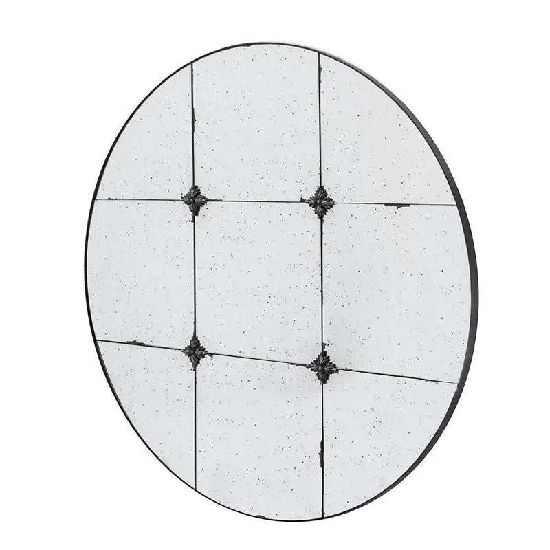 Traditional Decor Style Round Antique Glass Wall Mirror, Wall Decor For For Bathroom Entryway Console Lean Against Wall - Black by HouseOfZazla