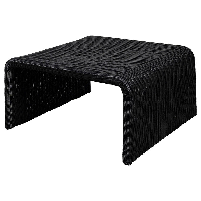Cahya Woven Rattan Square Coffee Table Black by Unique Piece Furniture