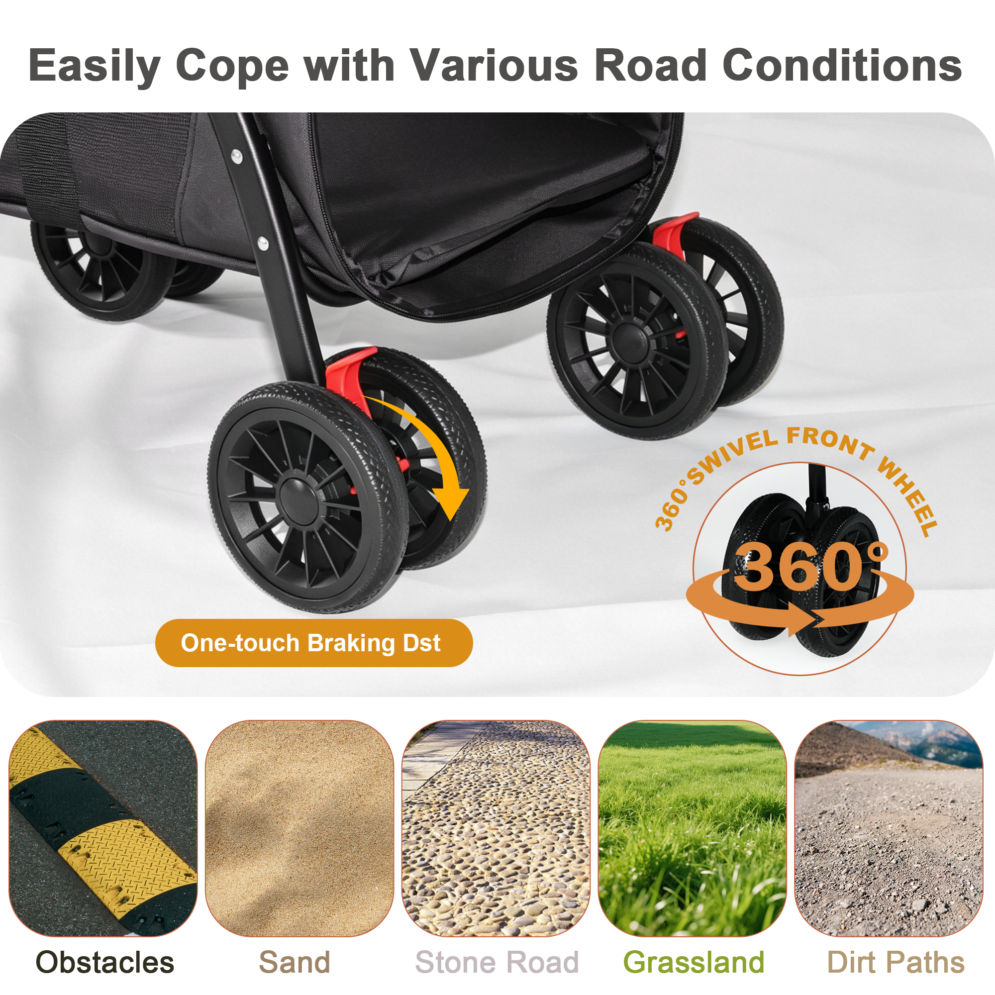 Pet Stroller Foldable 4-Wheel Design with Breathable Mesh by HouseOfZazla