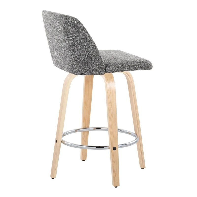 Toriano - Contemporary Fixed-Height Counter Stool With Swivel And Round Footrest (Set of 2) by Unique Piece Furniture
