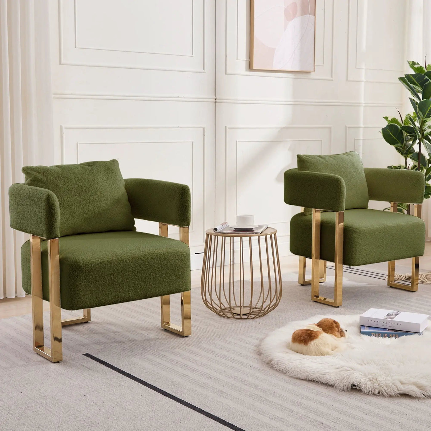 Modern Decorative Chair Teddy Fleece Upholstered And Metal Foot by Unique Piece Furniture