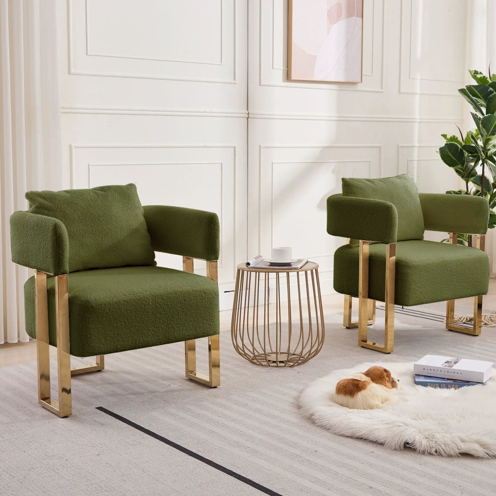 Modern Decorative Chair Teddy Fleece Upholstered And Metal Foot by Unique Piece Furniture
