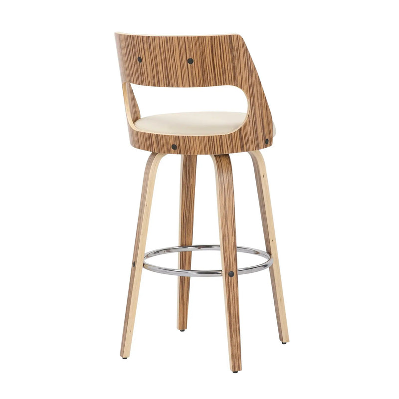 Cecina - Mid-Century Modern Fixed Height Barstool With Swivel (Set of 2) - Zebra / Cream by Unique Piece Furniture