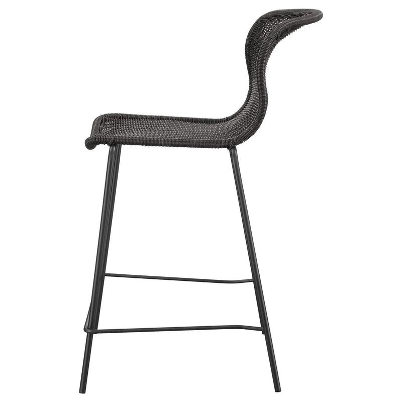 Mckinley Faux Rattan Metal Counter Chair Brown (Set of 2) by Unique Piece Furniture