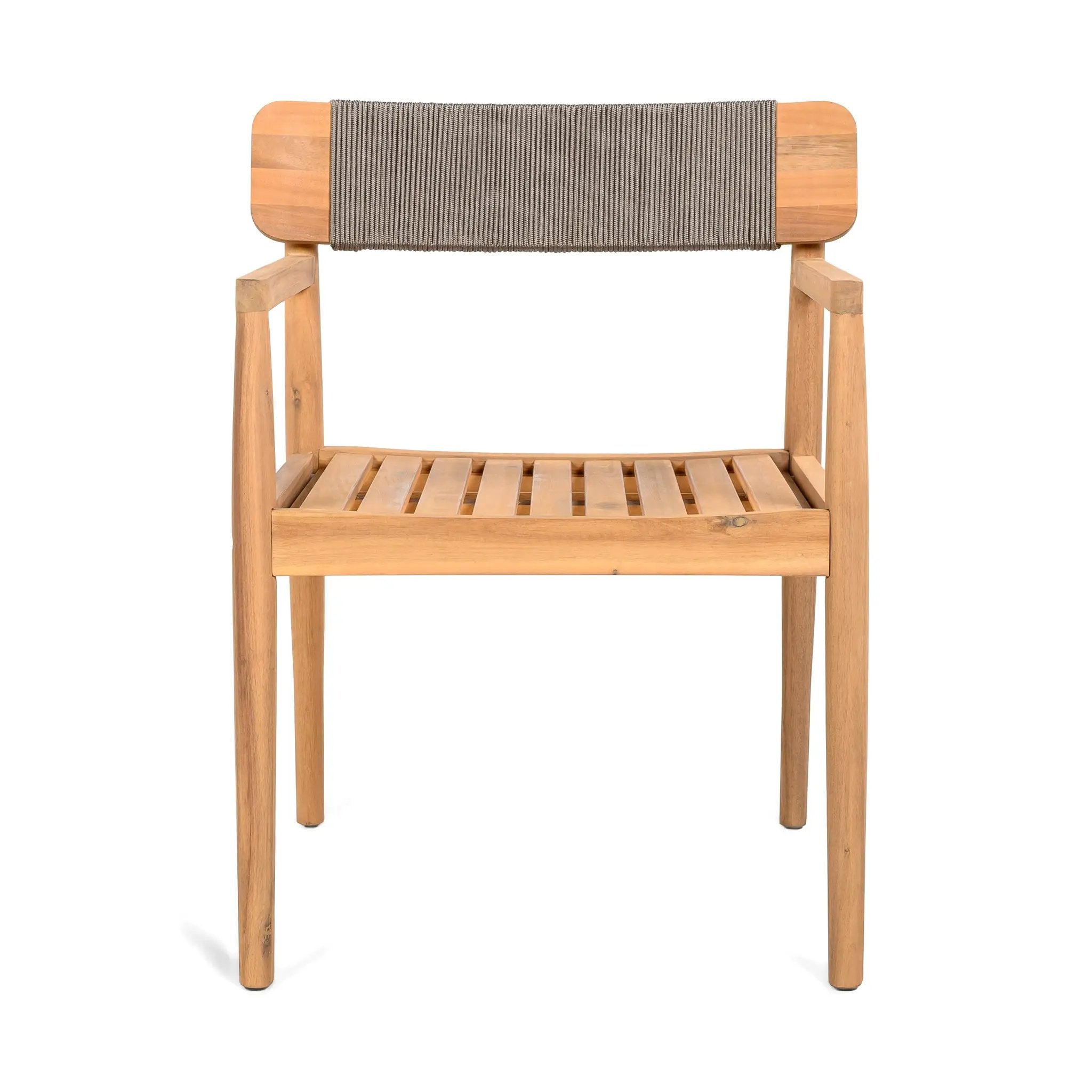Creative Braided Acacia Wood Outdoor Dining Chairs with Armrests by HouseOfZazla