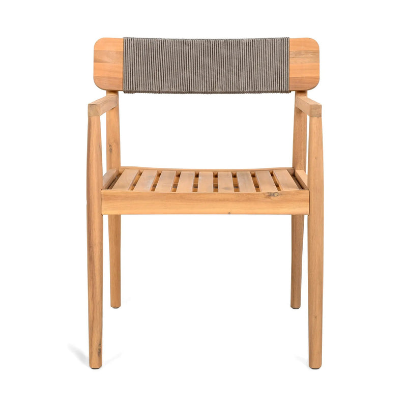 Creative Braided Acacia Wood Outdoor Dining Chairs with Armrests by HouseOfZazla