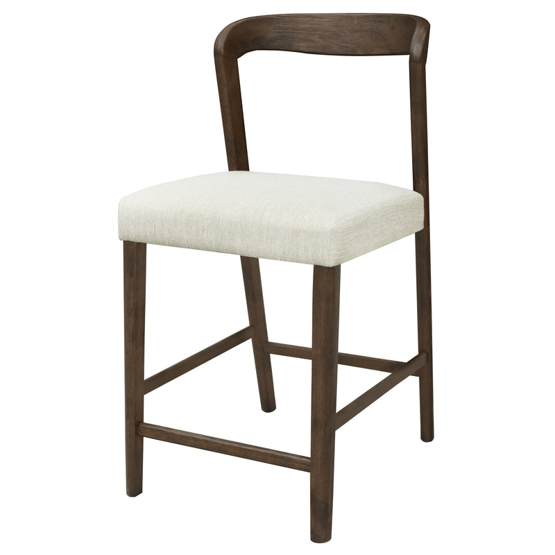 Solid Rubber Wood Counter Stools (Walnut + Beige) Set of 2 by HouseOfZazla