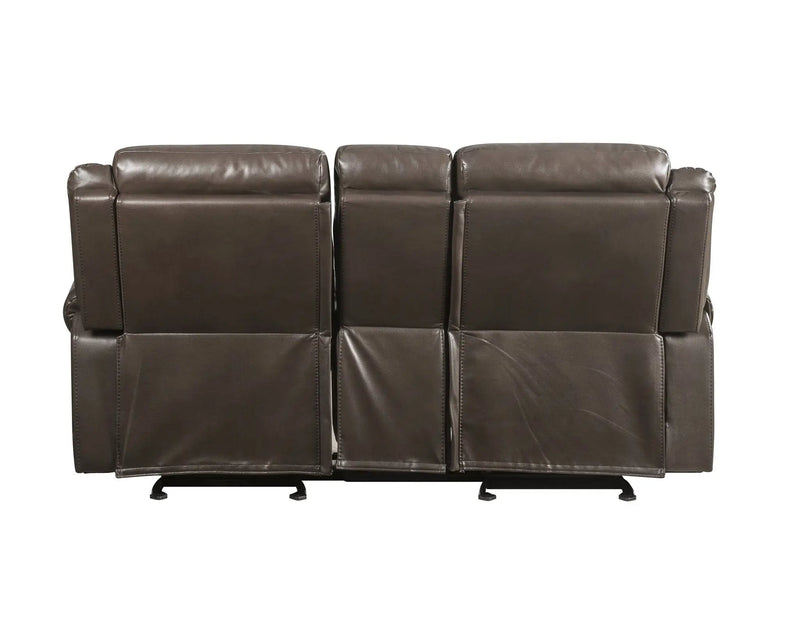 Lydia - Leather Aire Motion Loveseat With USB Console - Brown by Unique Piece Furniture