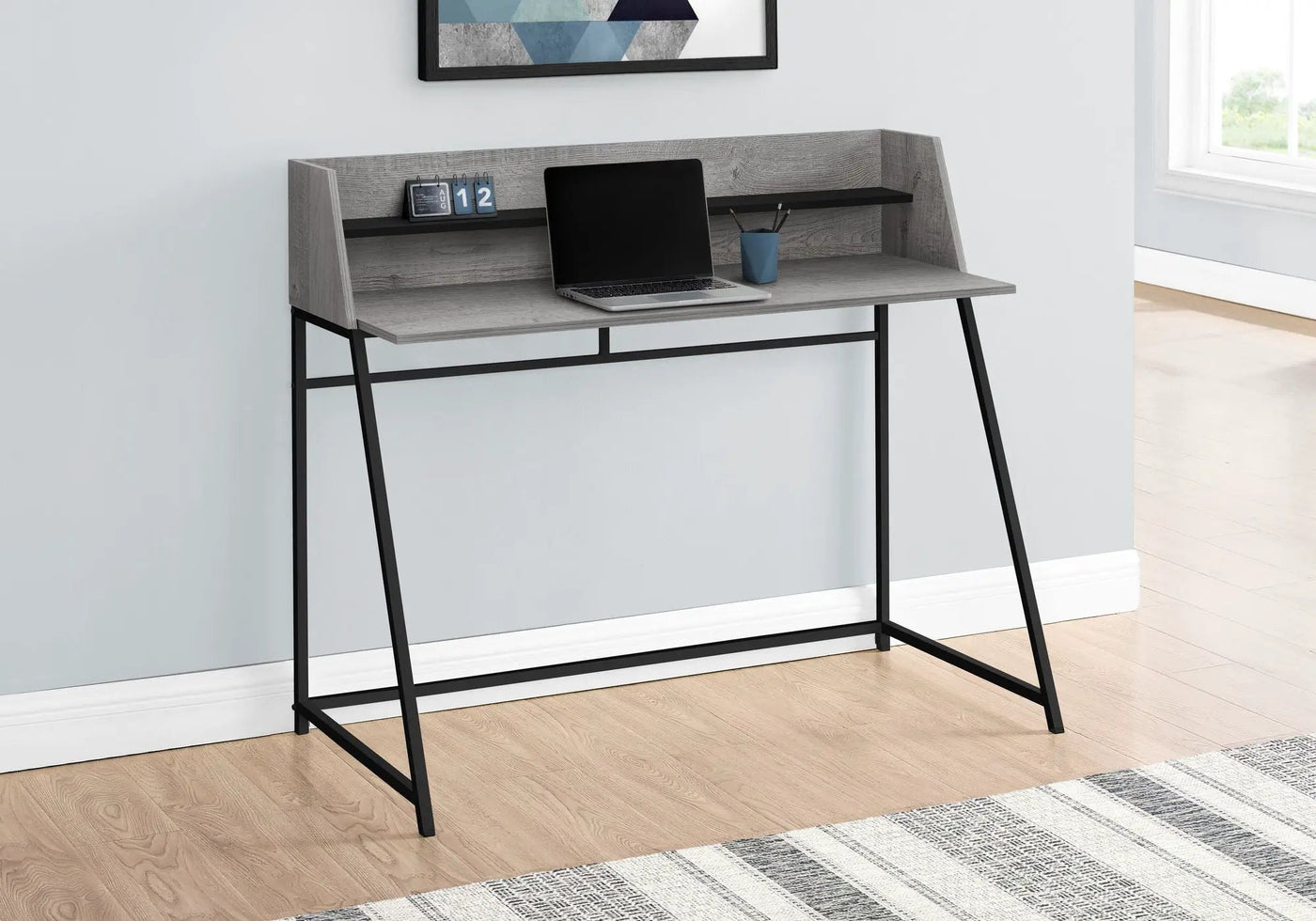 Computer Desk For Home Office, Laptop, Storage Shelves, Marble Look Contemporary & Modern by Unique Piece Furniture