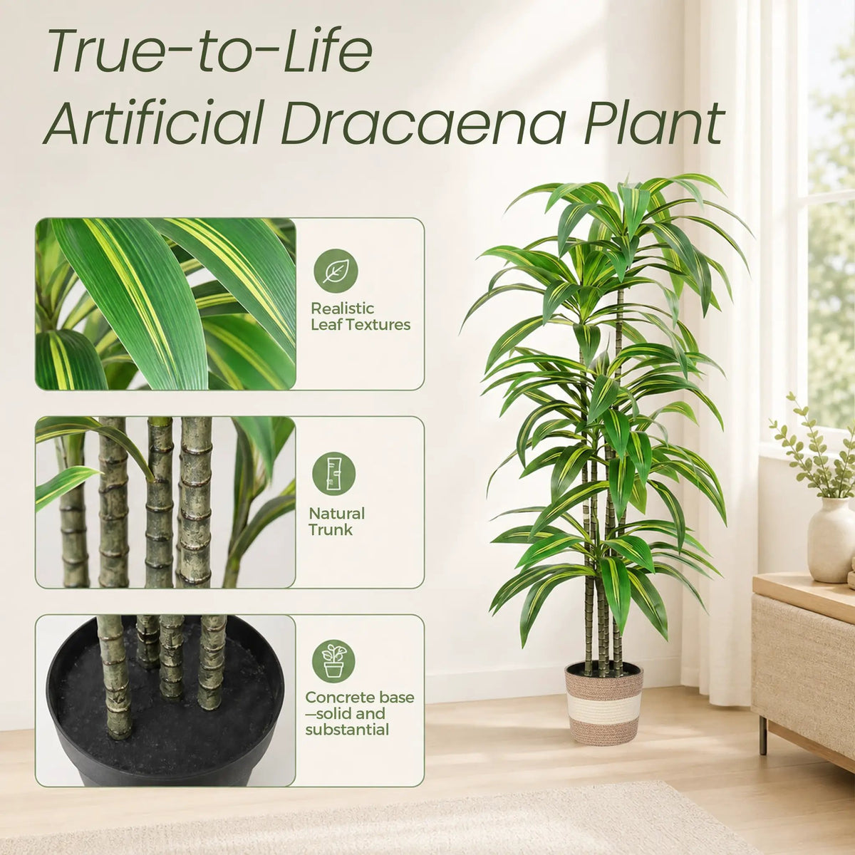Dracaena Artificial Plant Indoor - 5.5FT by HouseOfZazla
