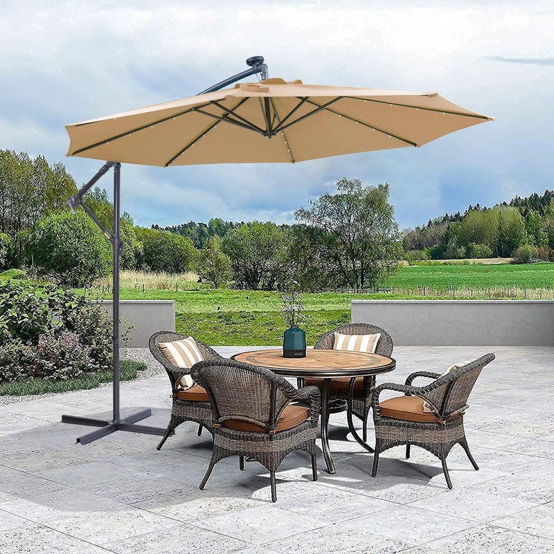 Outdoor Cantilever Patio Umbrella with 32 LED Lights, 10 ft by HouseOfZazla