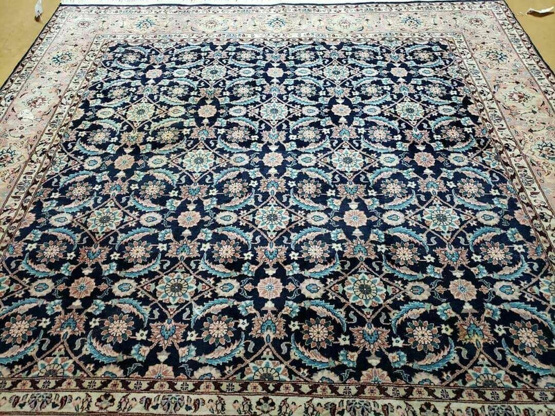 Square Indo Persian Rug 6x6, Hand Knotted, Wool, Allover Pattern by Jewel Rugs